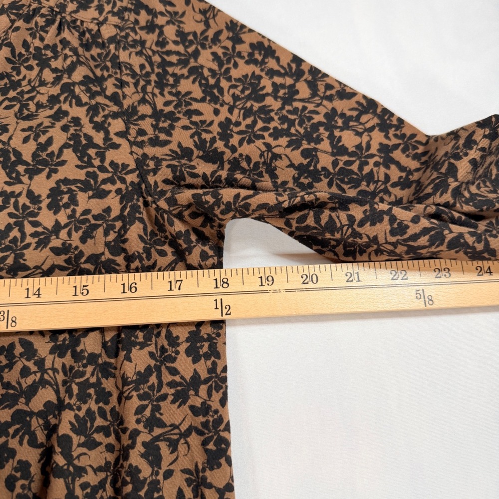 J. Jill Cardigan Women Small Brown Black Floral Button Front Cotton Tencel Top - Picture 4 of 6